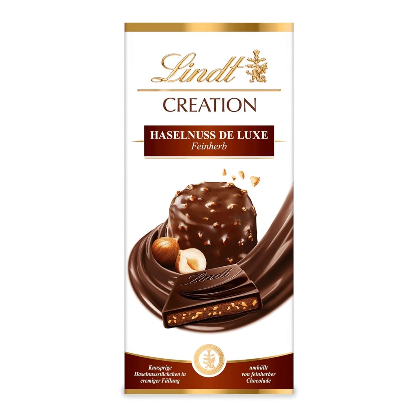 Lindt Creation Hazelnut De Luxe Bar - Mörk choklad med knapriga hasselnötter i en krämig fyllning