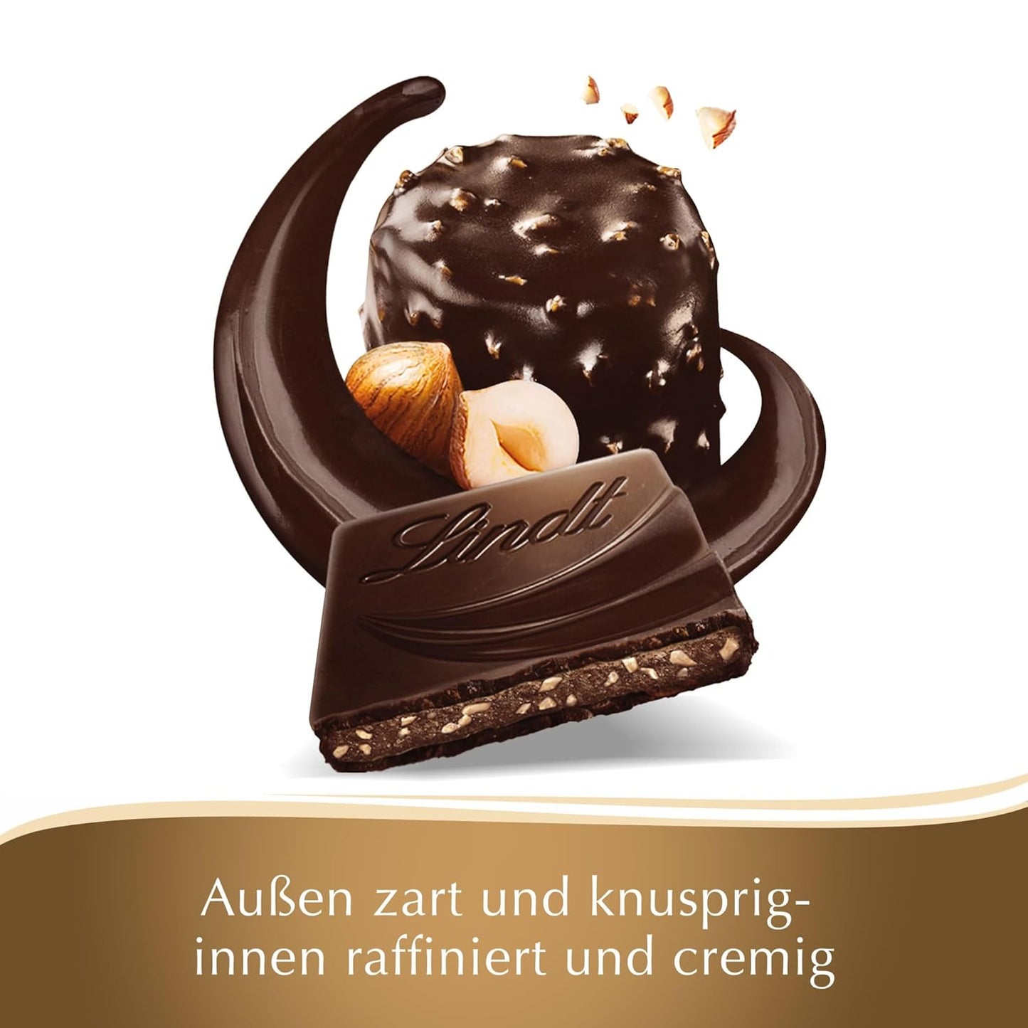 Lindt Creation Hazelnut De Luxe Bar - Mörk choklad med knapriga hasselnötter i en krämig fyllning