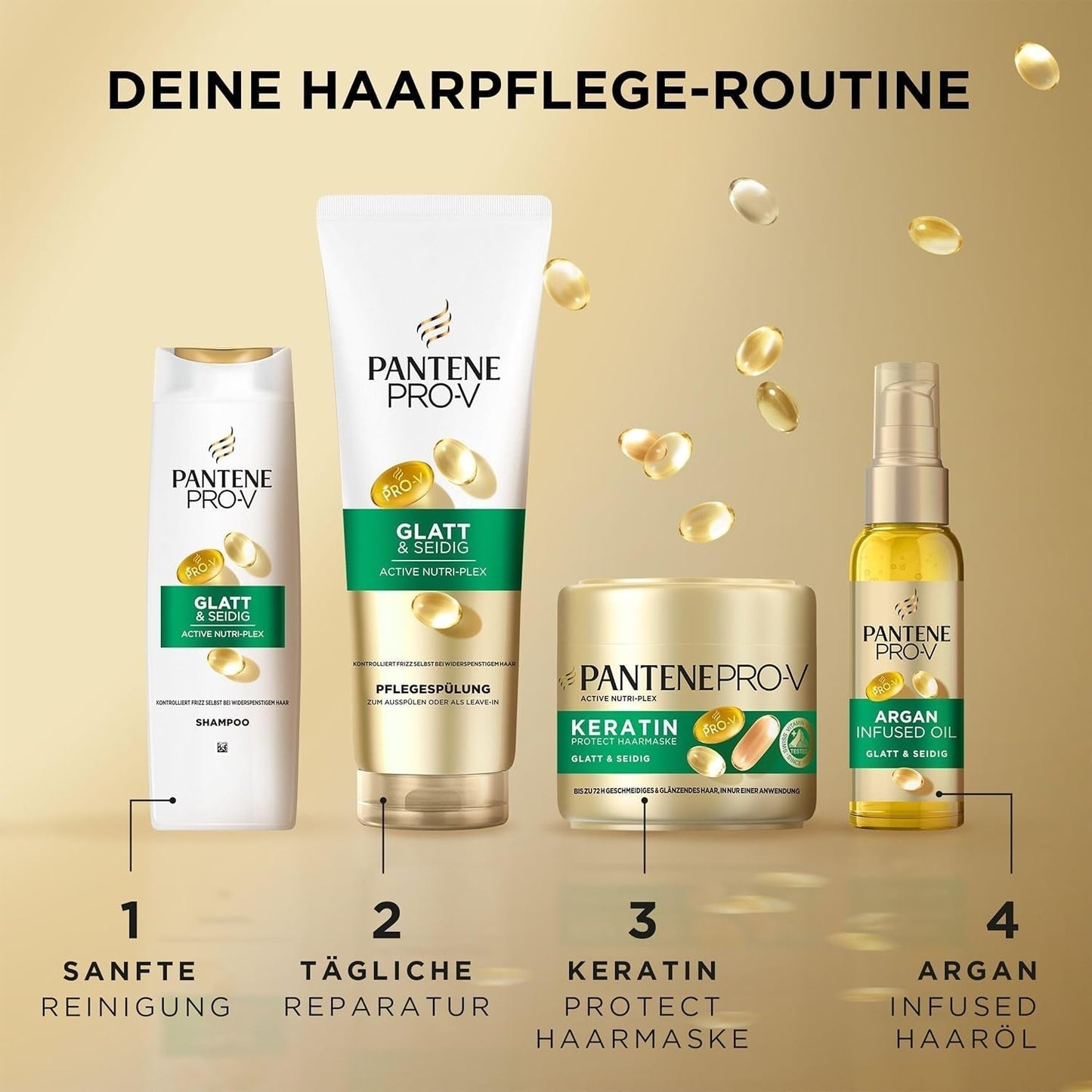 Pantene Pro-V Smooth & Silky Keratin Protect Hair Mask 500ml för lockigt och torrt hår, Upp till 72 timmars slätt och glänsande hår i en enda applicering, Med Pro-V formula och Active Nutri-Plex Hair mask Naty Shop