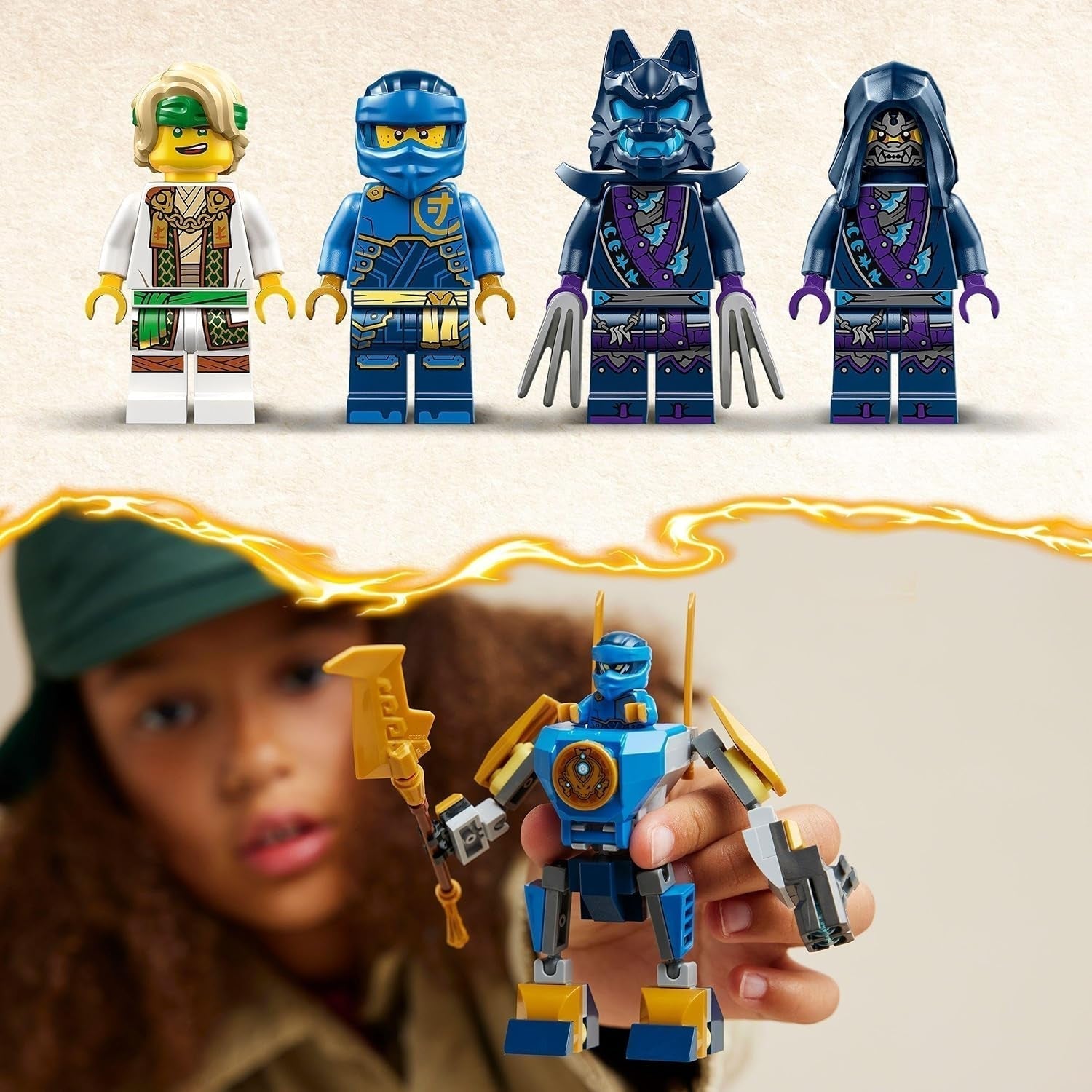 LEGO NINJAGO Jay Battle Mech, ninja leksak för barn med figurer, inklusive Jay minifigur med mini katana, actionfigurer och mek, liten present till kreativa pojkar och flickor från 6 år 71805 Byggset Besuche den LEGO-Store