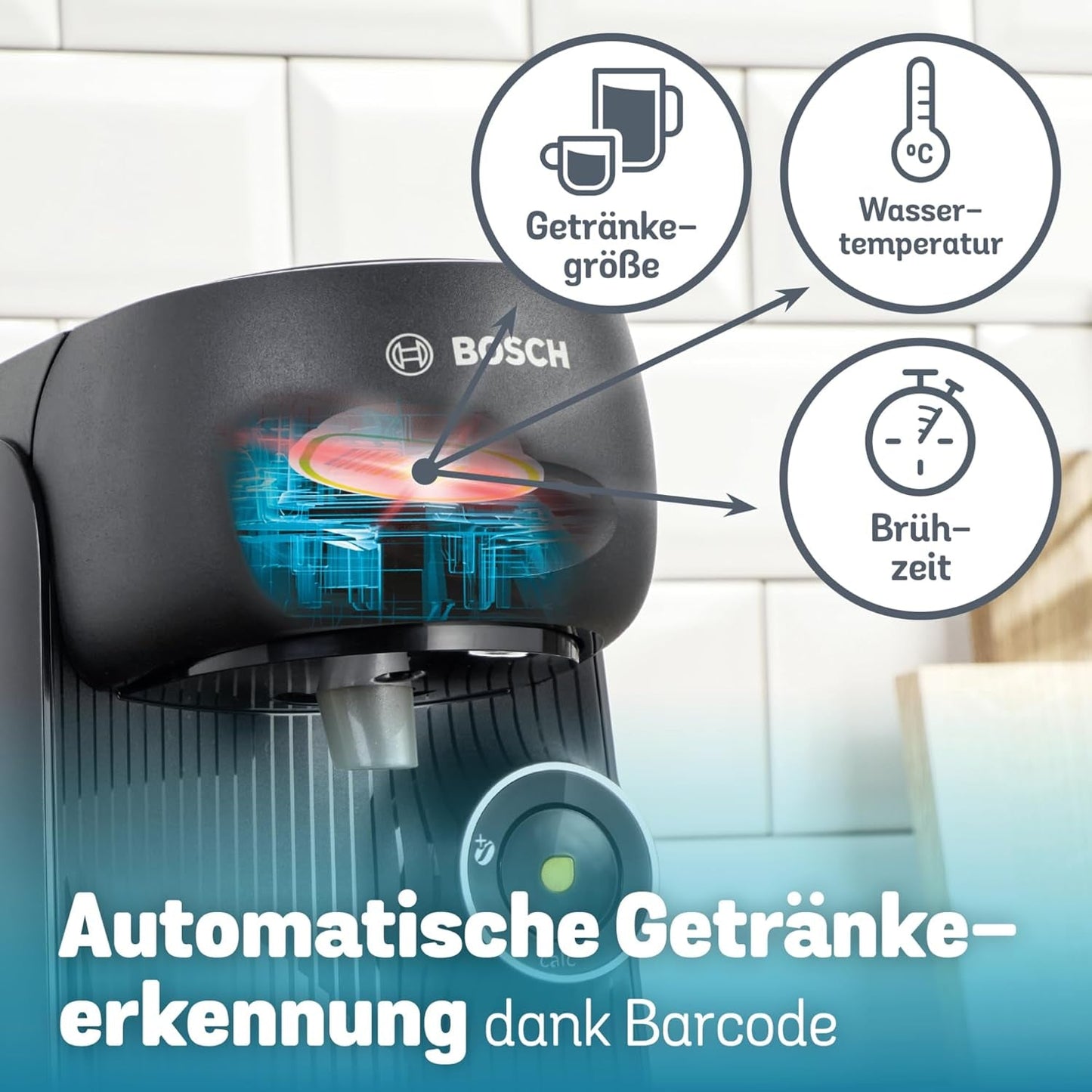 Bosch Tassimo finess TAS162E kapselespressomaskin, 70 drycker, intensivare kaffe med en knapptryckning, automatisk avstängning, hållbar, perfekt dosering, 1400 W, svart/svart