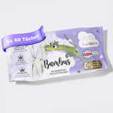 Millis Bamboo Baby Sensitive våtservetter för ömtålig babyhud - 5 x 60 stycken - Naturlig, skonsam och hållbar rengöring - Biologiskt nedbrytbara babyservetter, plastfria och alkoholfria