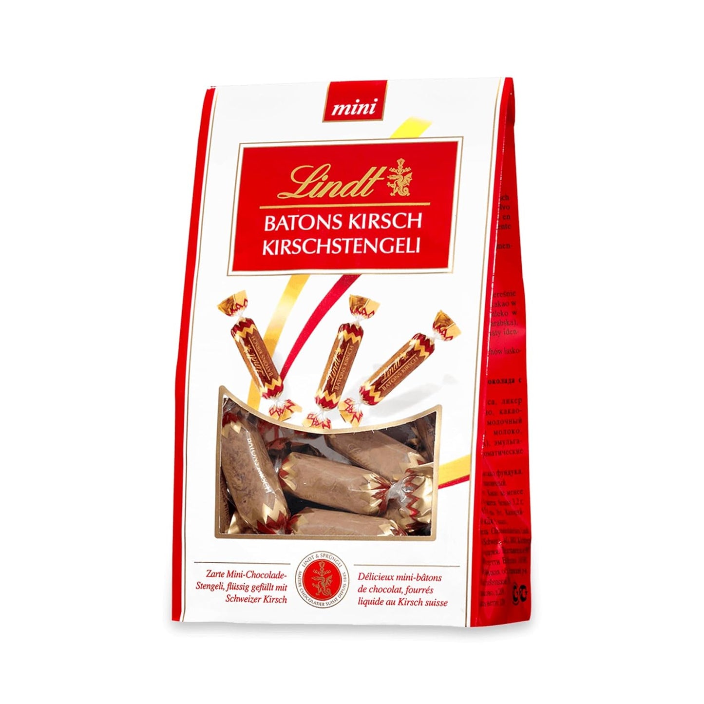 Lindt Cherry Mini Stick - Chokladstavar med schweizisk körsbärslikör Läcker present med alkohol
