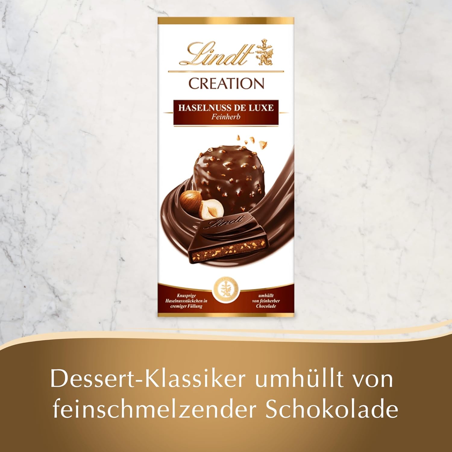 Lindt Creation Hazelnut De Luxe Bar - Mörk choklad med knapriga hasselnötter i en krämig fyllning