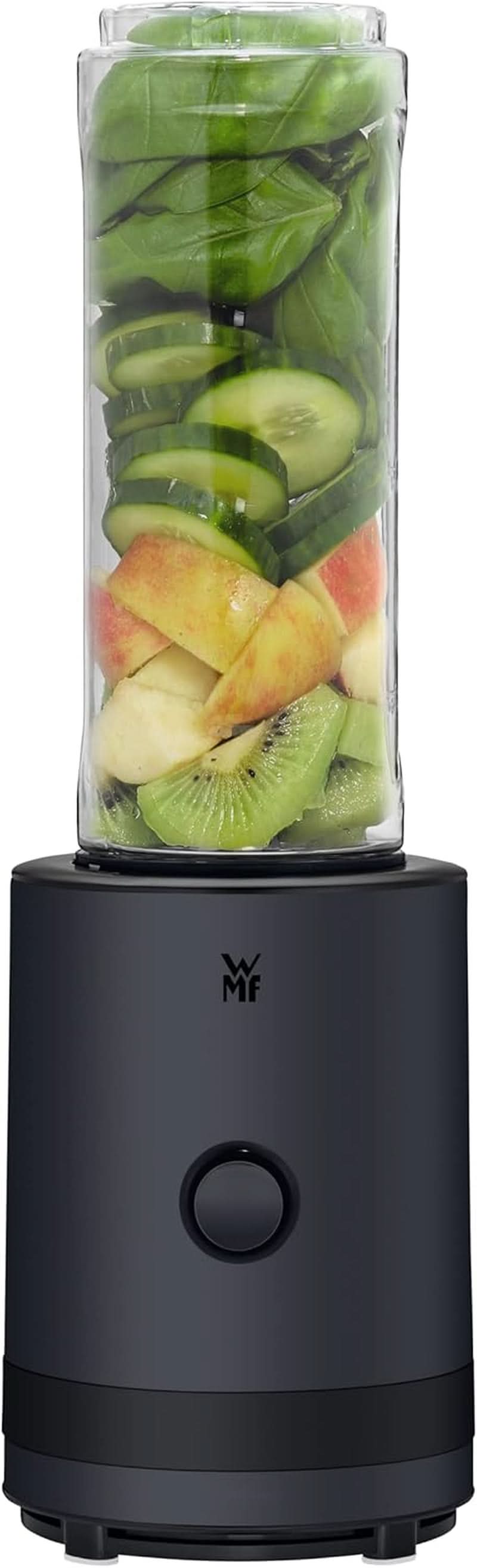 WMF Küchenminis Smoothie-To-Go, Mini Standmixer Mit Zwei Mix-/Trinkbehältern 0.6L, Mixer Hochleistungsmixer 300 W, Edelstahl Matt, Schwarz Kitchen Naty Shop