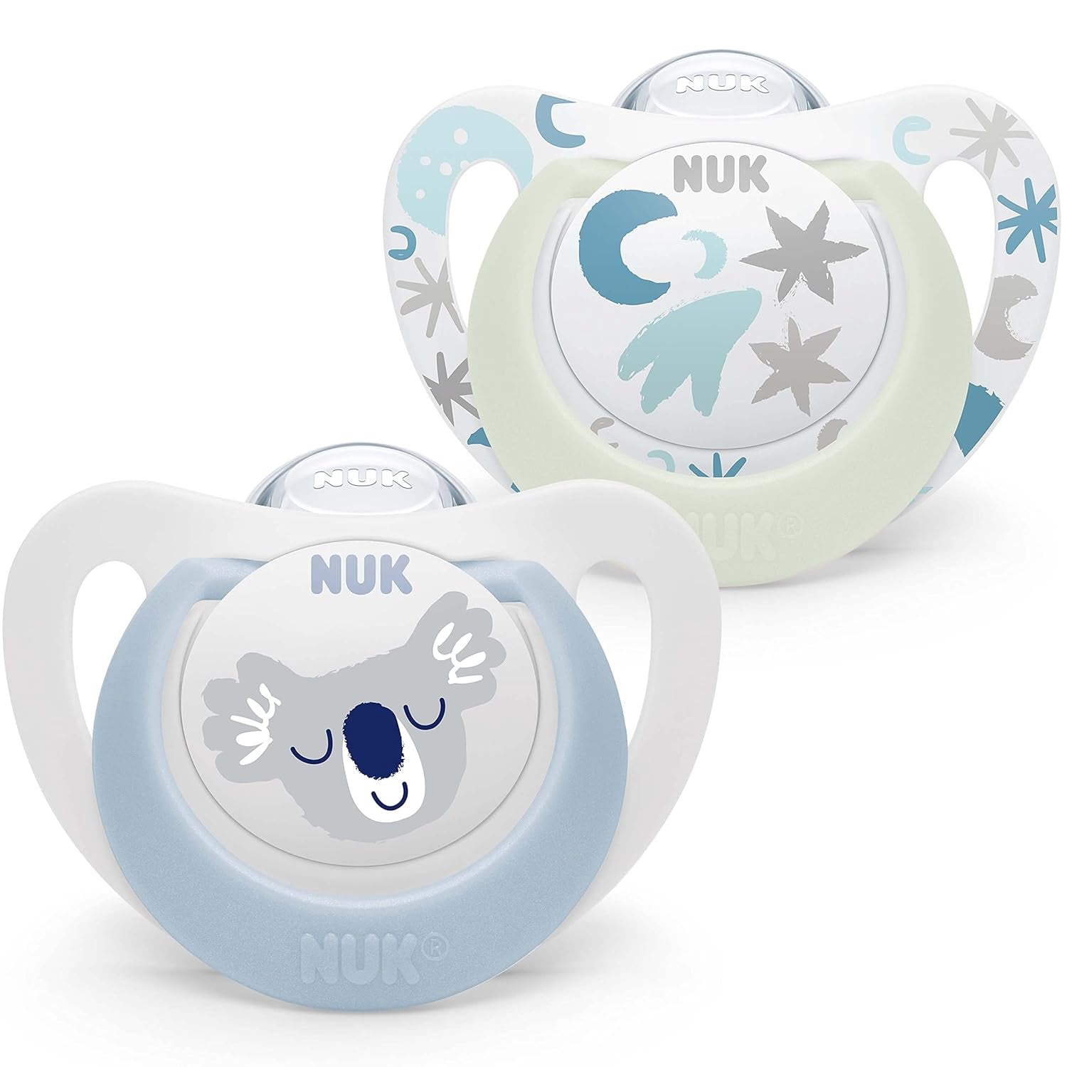 NUK Star Night & Day Baby Napp 0-6 Months Glow in the Dark BPA-fri Silikon Rosa Cat 2 Pack