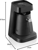 Turkisk kaffebryggare Arzum Okka MINIO JET, 400 W, kapacitet 5 koppar, översvämningsskydd, akustiskt varningssystem, turkisk kaffebryggare, krom