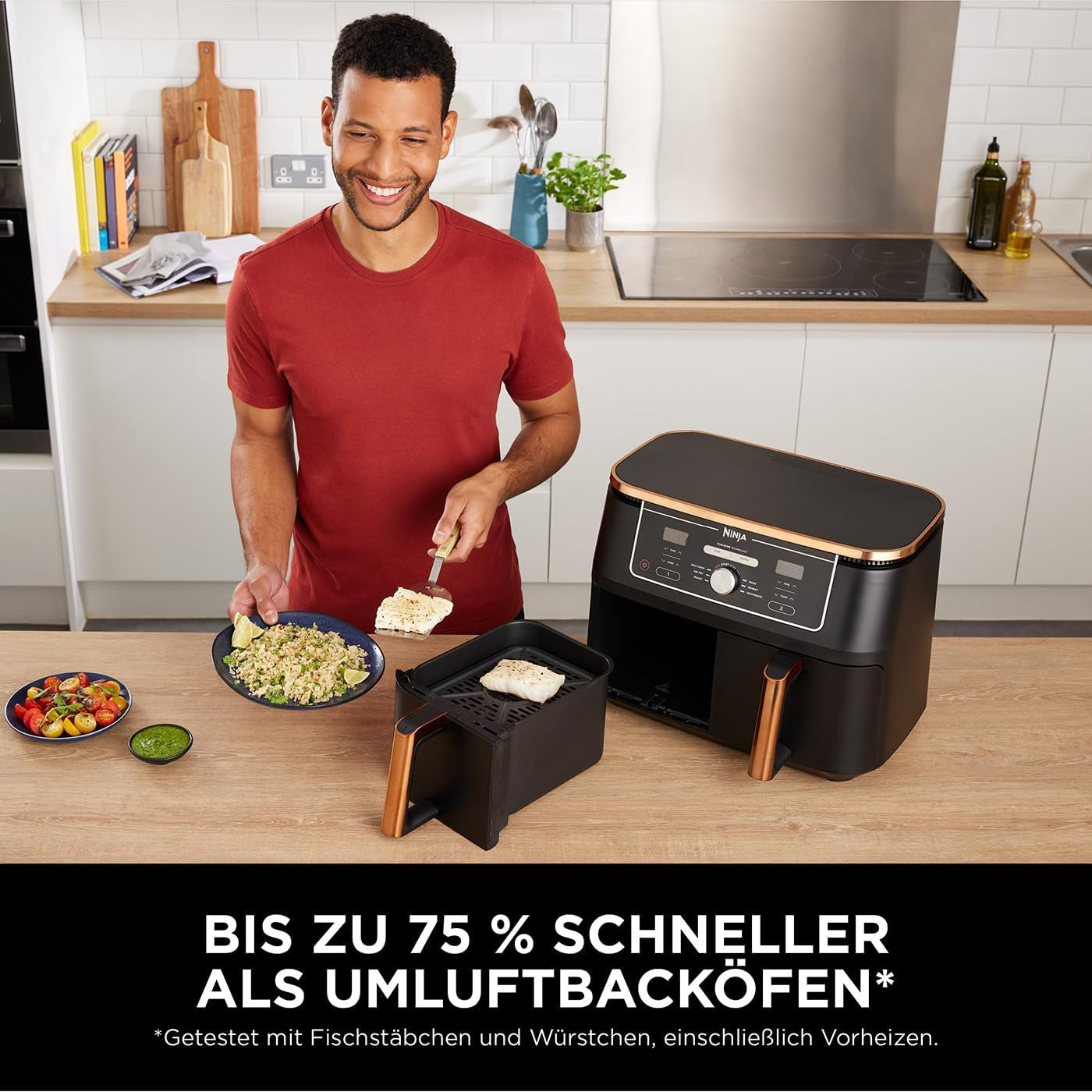 Ninja Foodi AF400EUCP MAX Dual Zone Air Fryer, 9,5 L Airfryer, 2 fack, med tång, non-stick beläggning Hushållsapparater Naty Shop