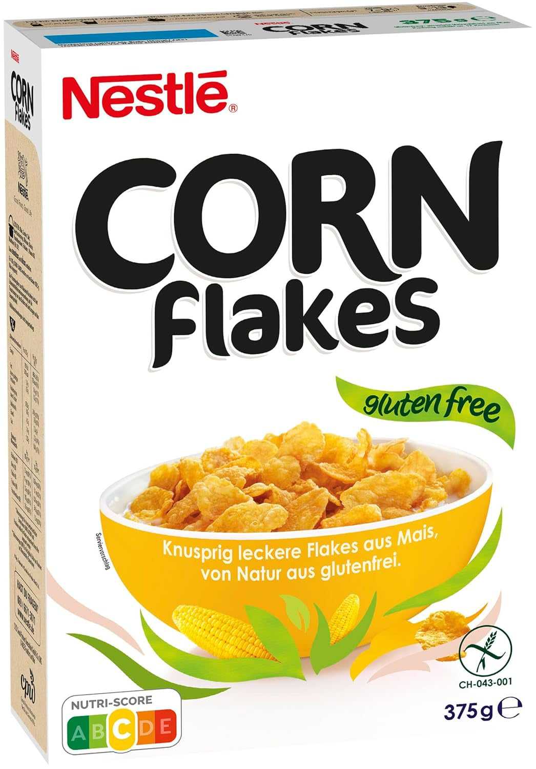 Nestlé spannmål majsflingor, klassiska majsflingor, glutenfria, förpackning om 1 (1 x 375 g)