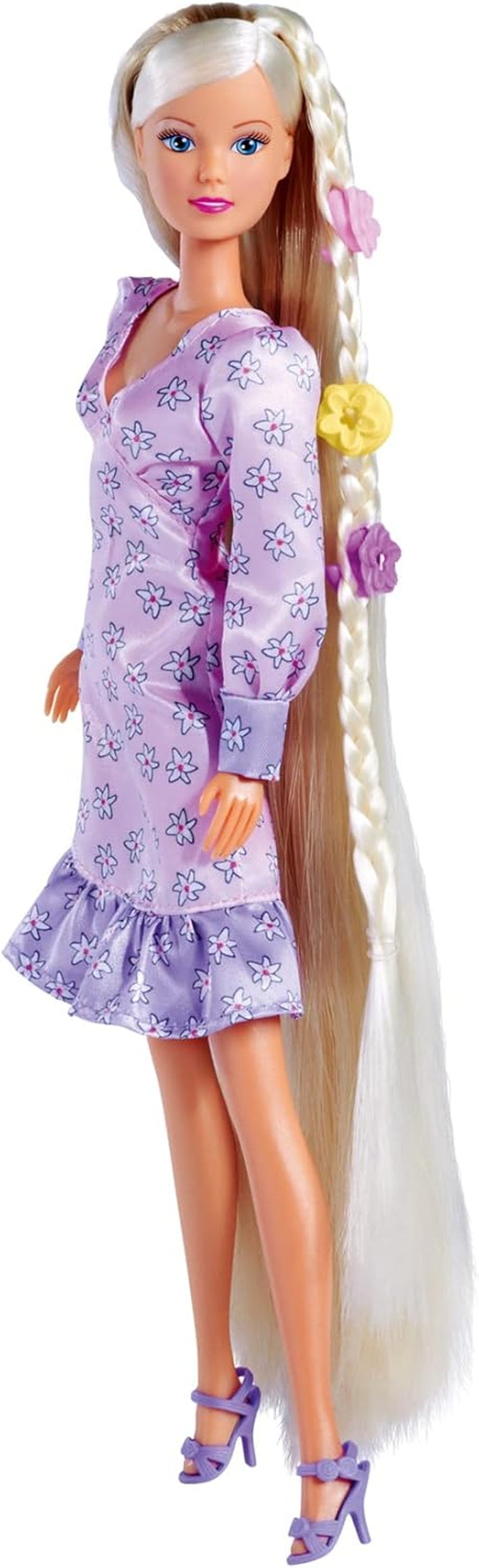 Simba 105733640 - Steffi Love Flower Hair, docka med extra långt hår, innehåller 6 klämmor, flättillbehör och kam, 29 cm, 3+ år
