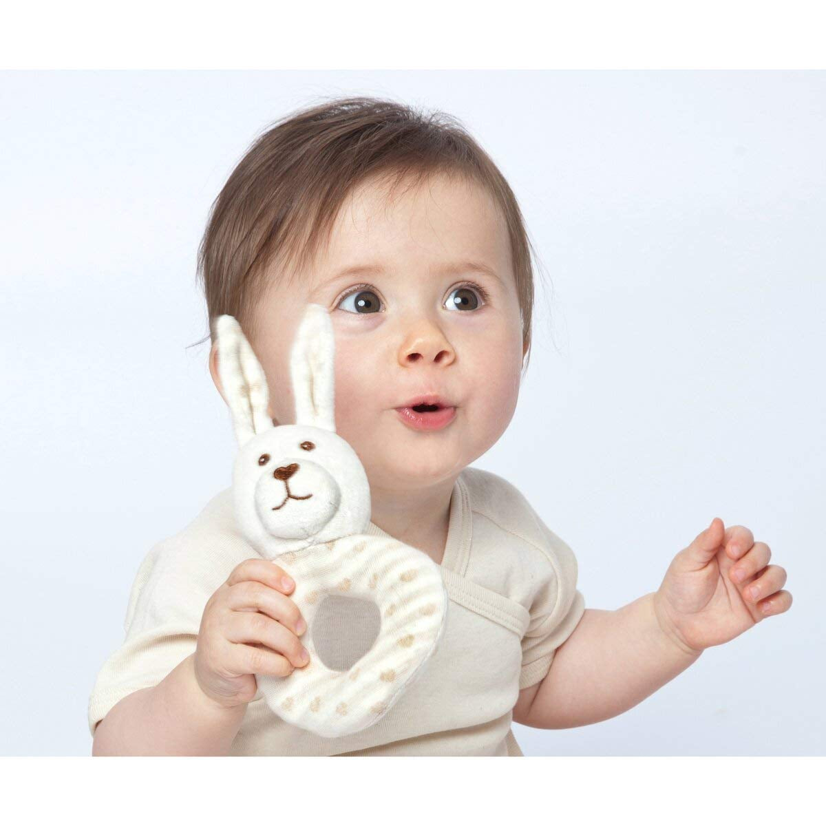 GRÜNSPECHT ekologiskt tyg 100% ekologisk bomull, babyleksak, mjuk kram, födelsedagspresent, dop, babyshower, GOTS, beige (619-00) Bebe Toys Naty Shop
