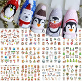 3D-julnagelklistermärken självhäftande vattenöverföring Julgran Snöflinga Älgpingvin Jul Nagelkonst Vinternageldesigner Julklistermärken Nageltillbehör