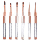 6 st Nagelborstar med lock Nagel UV Gel Akryl Nagelborste Nagel Gel Borste Delvis Nail Art Borste Set