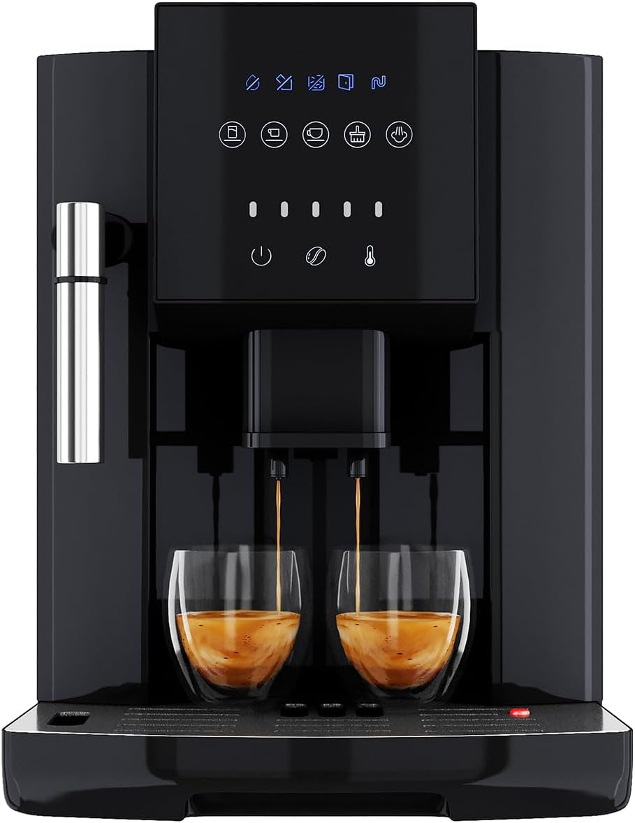Helautomatisk ProfiCook® espressomaskin med mjölkskummare för cappuccino | Konisk slipmaskin | med koppvärmefunktion | Italiensk professionell pump | Pekskärm | Espresso | PC KAV 1281
