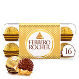 Ferrero Rocher - Krispiga och krämiga hasselnötspraliner - Alla hjärtans dag-present till honom och henne - 16 förpackningar med 4 individuella praliner