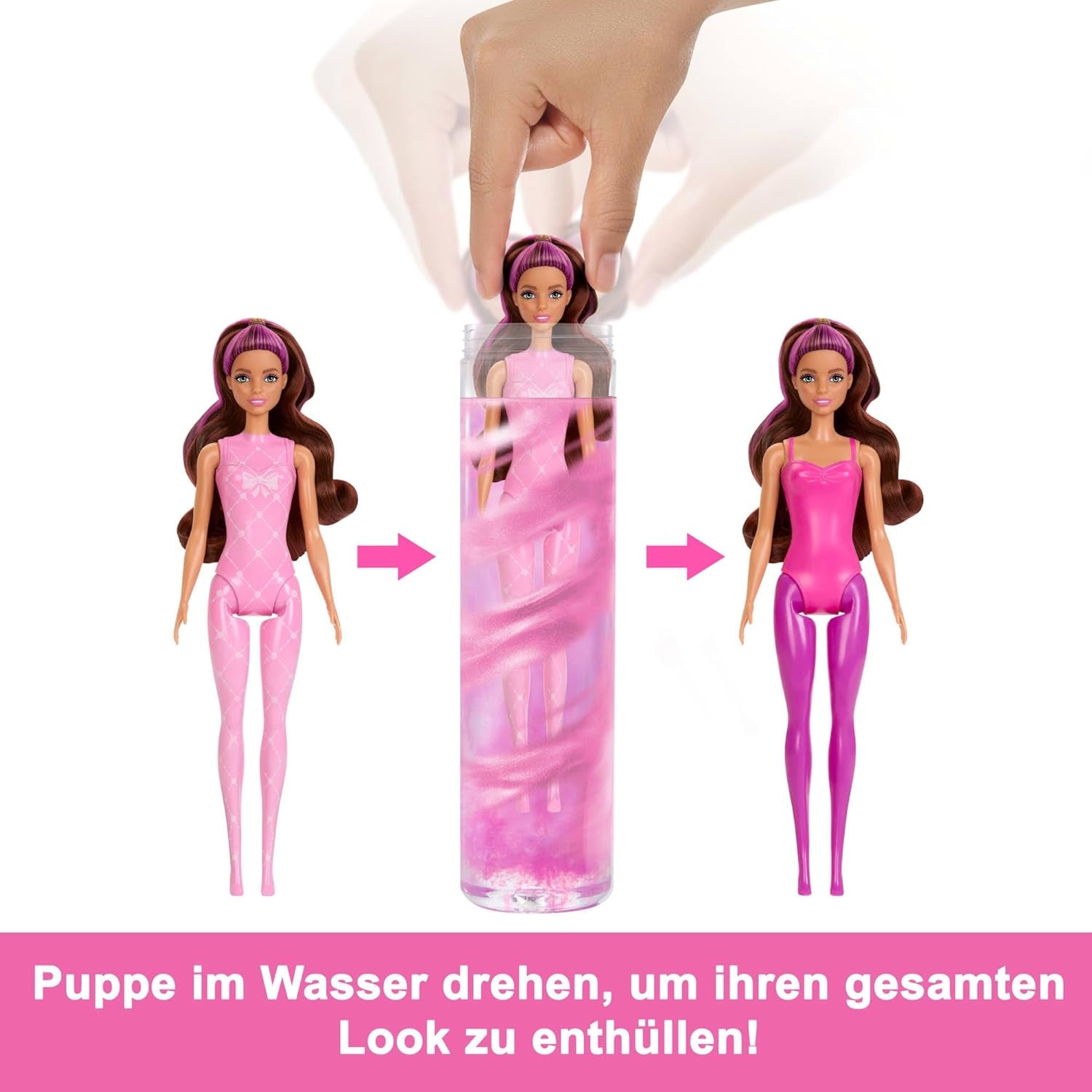 Barbie Color Reveal Doll och tillbehör, Ballerina-serien, 6 överraskningar att packa upp, inklusive färgbyte, Inspirerad av huvudbaletttrenden (stilar kan variera), HRK17 Naty Shop Dolls