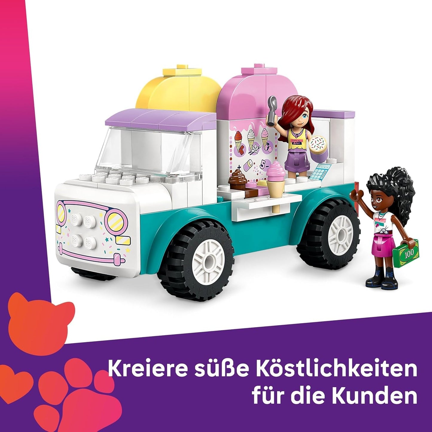 LEGO Friends Heartlake City Glassbil Låtsaslekset 2 figurer och en kanin Byggset 4 år gamla flickor Leksakskaraktär Minifigur Byggleksak 42644 Byggset Besuche den LEGO-Store