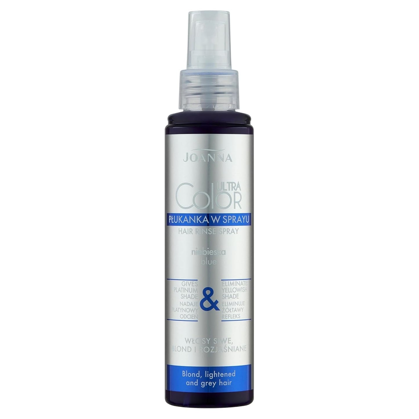 Joanna Ultra Color - Rosa färgbalsam för blont och ljust hår - Pastellrosa - Naturlig glans - Tar bort den gula nyansen från gråblont hår - Tillfällig effekt - 150ml Naty Shop Hårfärg Platinum Blond Spray 150Ml (1 förpackning)