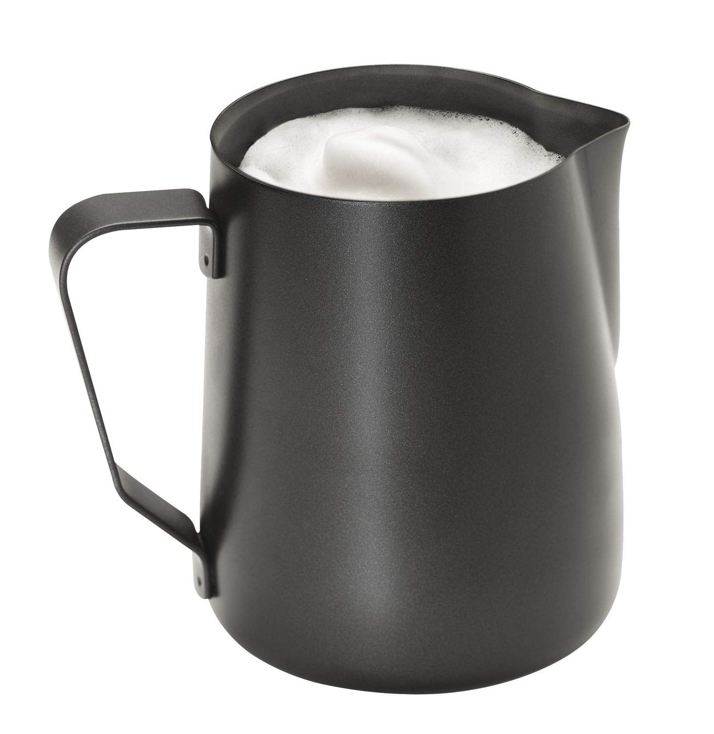 APS Milk Pitcher - Högkvalitativ mjölkkanna med non-stick beläggning, gjord av rostfritt stål - Perfekt för att skumma mjölk - Universalkaraff, svart, 600 ml