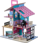 Olivia'S Little World 360 dockhus i trä för barn 3,5" dockor och 12 tillbehör Flerfärgad TD-13260C dockskåp Naty Shop Standardtitel