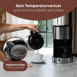 Clatronic® kaffebryggare med termokanna för 8–10 koppar kaffe (ca 1,2 l) | Kaffebryggare med filter i rostfritt stål | Dubbelvägg termokanna | Ingen temperaturförlust | Kaffebryggare 800 W | KA 3805