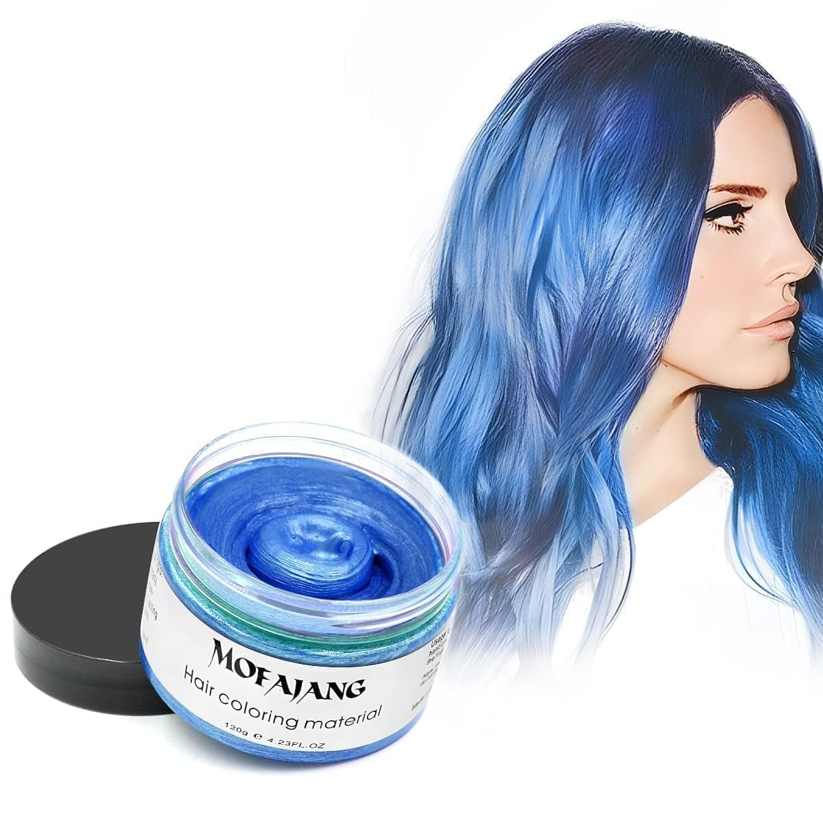 Tillfällig hårfärg 4,23 ounce färgvax för män Kvinnor Tvättbar Naturfärg Pomade Omedelbar hårfärgning för fest Cosplay Halloween (röd) Naty Shop Hårfärgning Blå 120G (1 förpackning)
