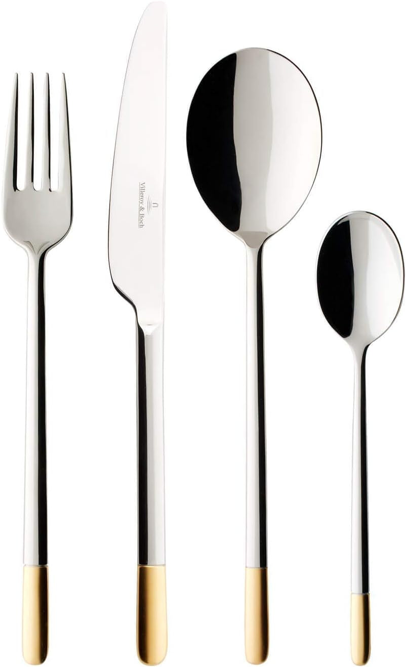 Villeroy & Boch - Ella Bestick delvis guldpläterat guld, 30 stycken, 6 personer, diskmaskinsäker, rostfritt stål Kitchen Naty Shop