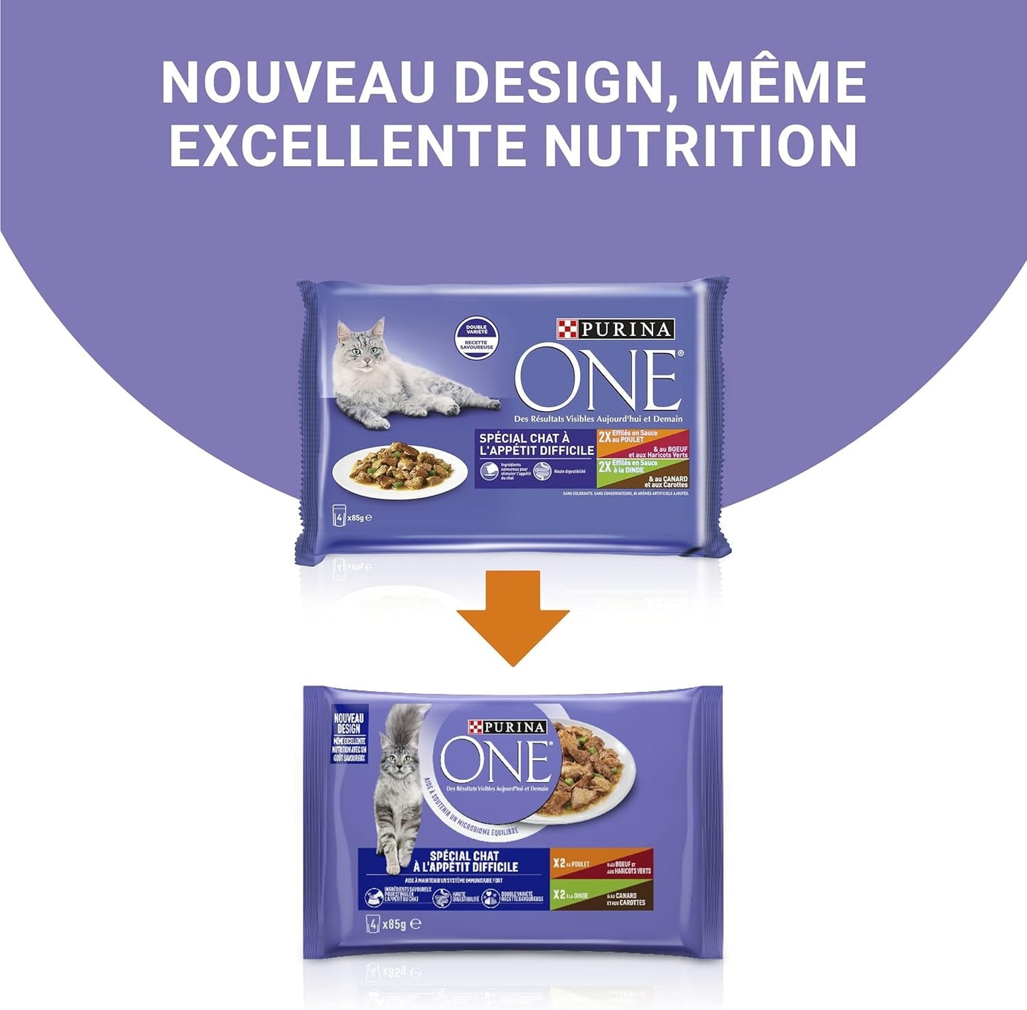 Purina One - Spezialfutter i sås Svål/Huhn/Ente und Turkeyhn für Katzen mit Appetit, 340 g