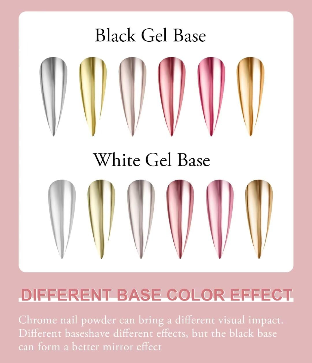 BISHENGYF Rose Gold Chrome Nail PowderNeue Upgrade Grosse Kapazitä Chrom PulverSuper-Spiegeleffekt Metall Mirror Chrome Powder – Neon Glassy Pearl Effect Glitter Nagelkunst Pulver Für DIY Salon