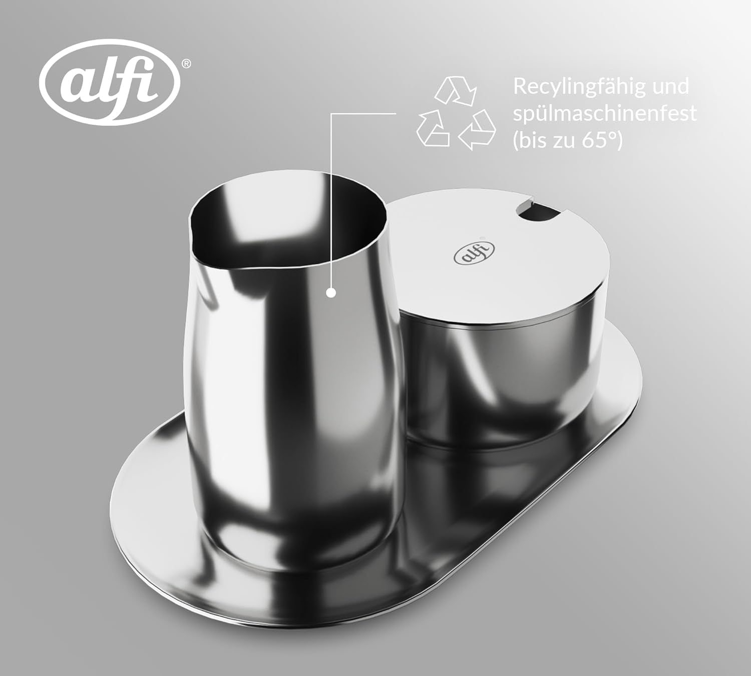 MJÖLK OCH SOCKER SET alfi högkvalitativt polerat rostfritt stål mjölk- och sockerset, elegant design, tål diskmaskin, hållbart