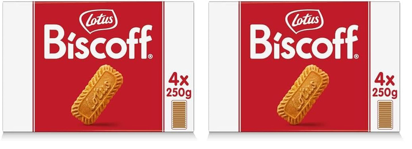 Lotus Biscoff | Original karamelliserade kex | Unik krispig smak | Vegan | Inga tillsatta smaker eller färger | 4 x 250g | 1 kg (paket med 2)