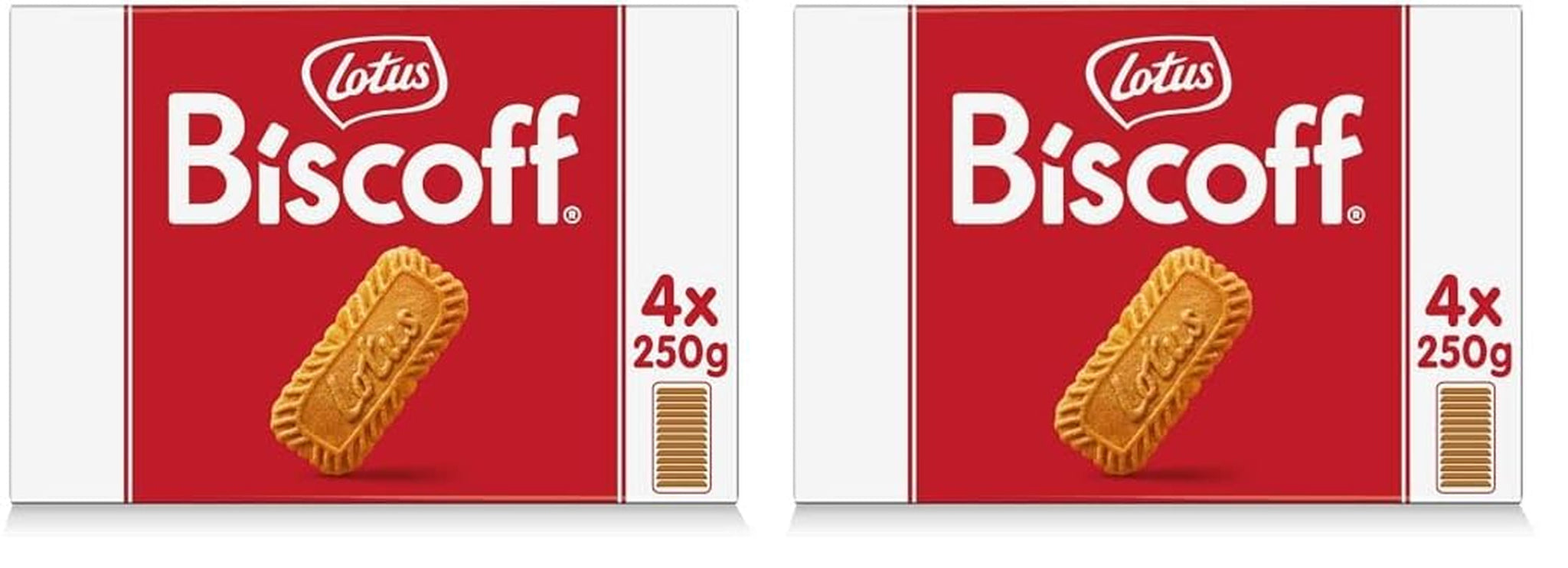 Lotus Biscoff | Original karamelliserade kex | Unik krispig smak | Vegan | Inga tillsatta smaker eller färger | 4 x 250g | 1 kg (paket med 2)