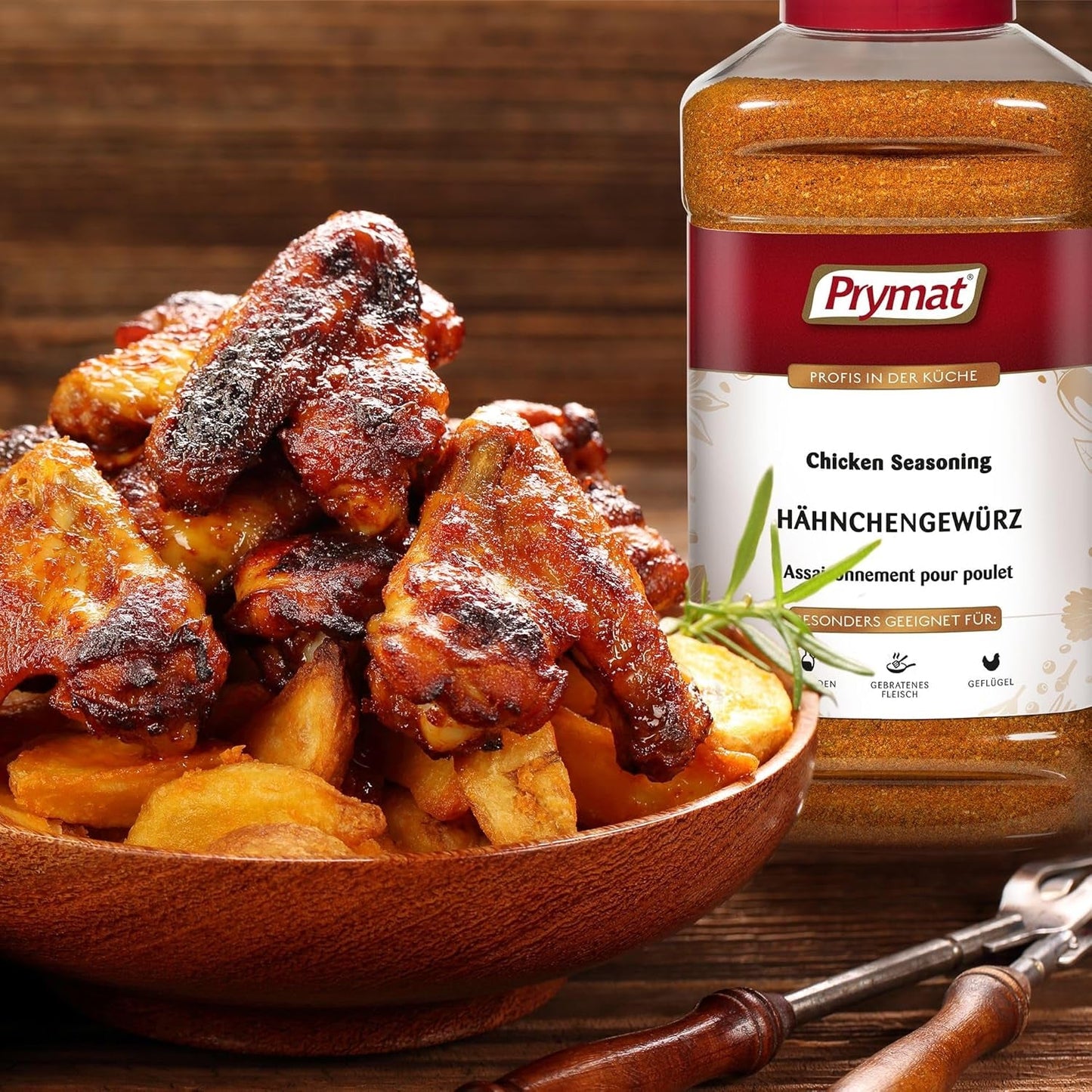 Prymat Hähnchengewürz 1100g, Gewürzmischung für Hhn, Turkiet, Ente, Gans, Grillgewürze, Marinade für Fleisch im Streuer