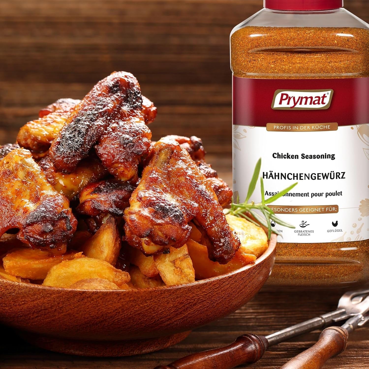 Prymat Hähnchengewürz 1100g, Gewürzmischung für Hhn, Turkiet, Ente, Gans, Grillgewürze, Marinade für Fleisch im Streuer