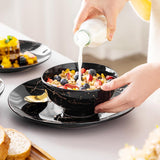 LOVECASA Daphne Series Porslinsservis Set SWEET 24-delat kombinationsset Gulddesign Middagstallrikar Desserttallrikar spannmålsskålar och mattallrikar för 6