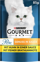 Gourmet Perle Delight våt kattmat i sås med kyckling, förpackning om 26 st (26 x 85g)