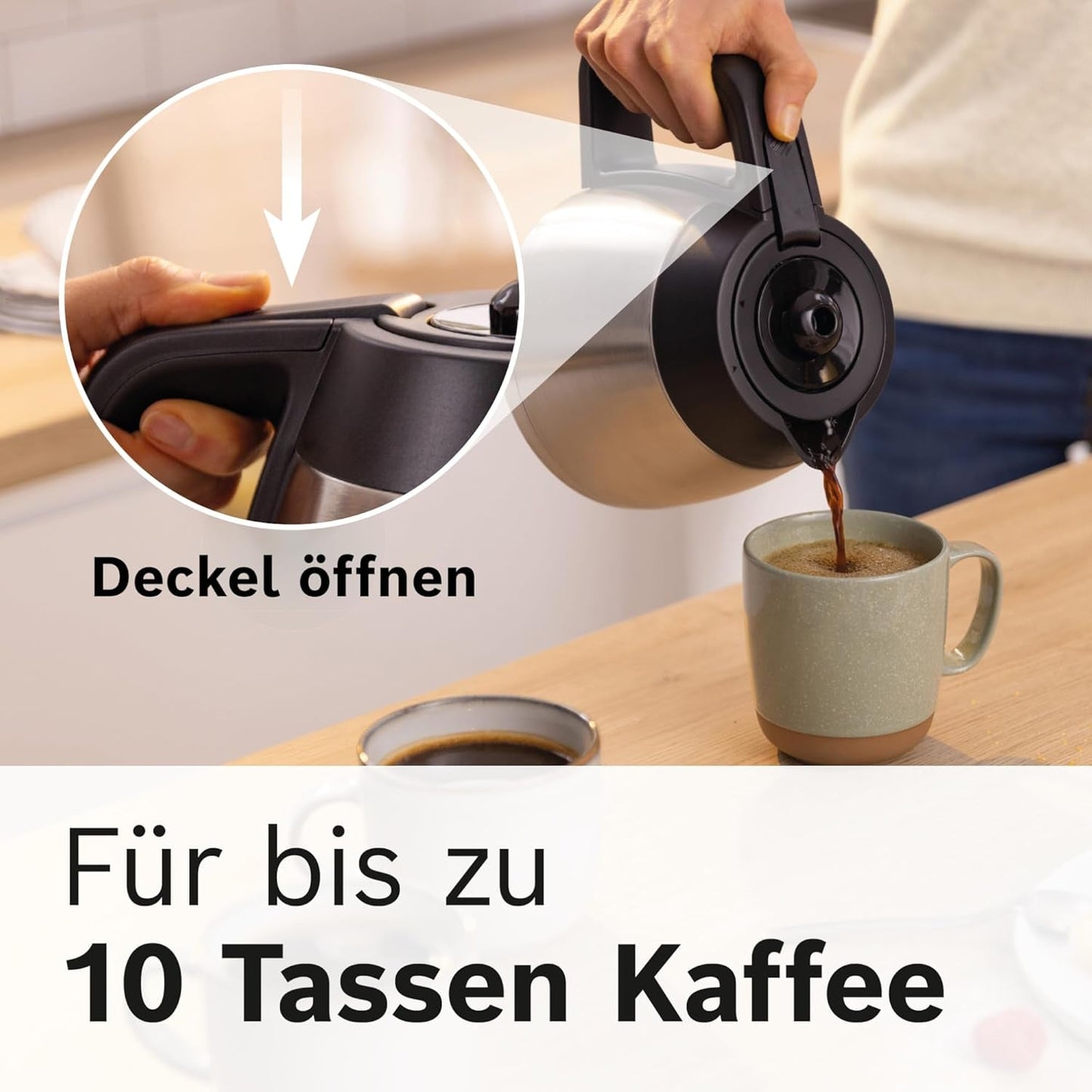 Bosch MyMoment TKA6M273 Filter Espressomaskin, 1L termokanna, 8-12 koppar, Anti-droppsystem, Roterande filterhållare, Avkalkningsprogram, Avtagbar vattentank, 1200 Watt, Mattsvart