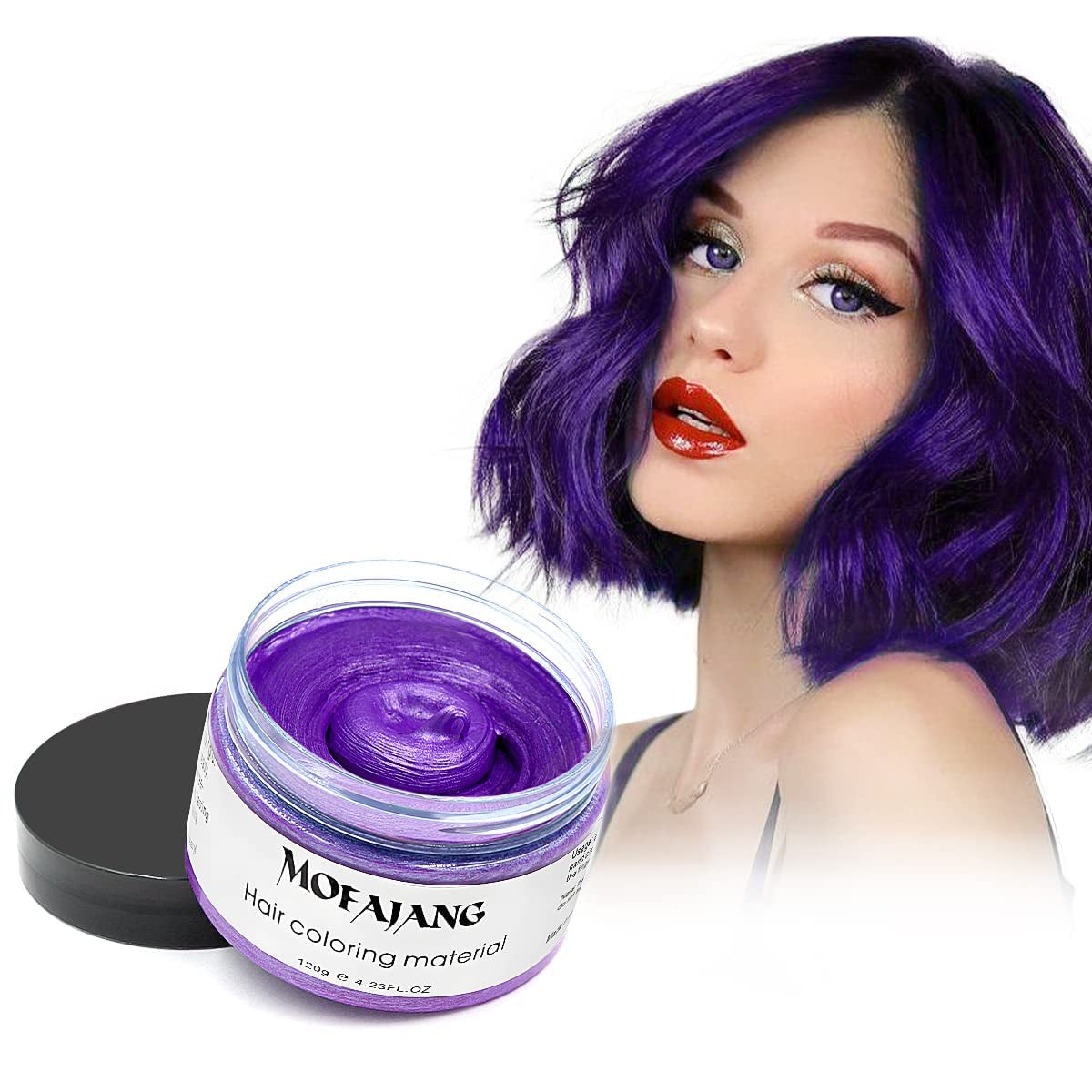 Tillfällig hårfärg, 4,23 ounce färgvax för män, kvinnor, tvättbar naturlig färg pomada, omedelbar hårfärg för fest, cosplay, Halloween (röd) Naty Shop Lila hårfärg 120 g (1 förpackning)