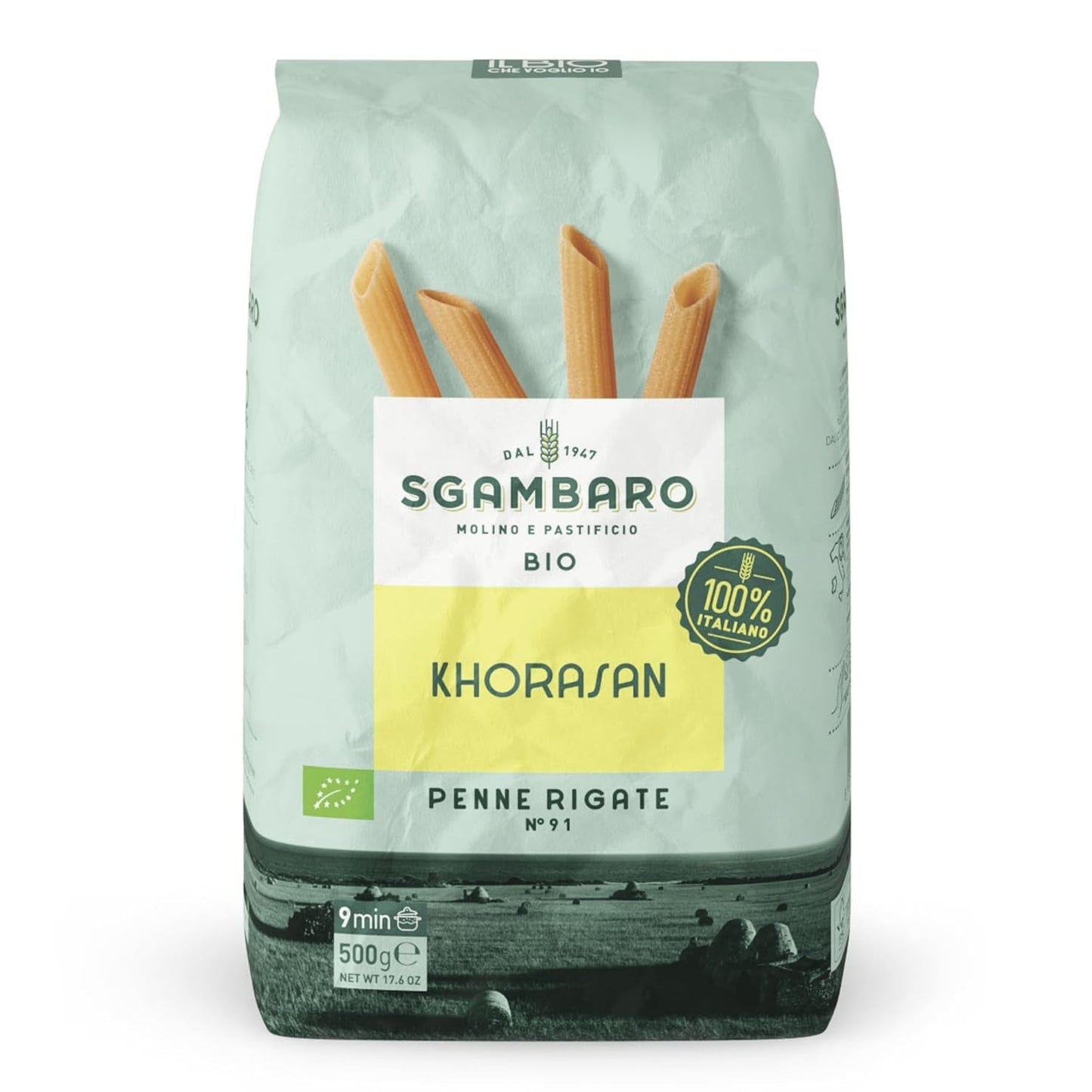 Ekologisk Penne Rigate Pasta N.91 - 500g från Khorasan Wheat - Urgammalt vete, rikt på protein, 100% odlat i Italien - Mångsidig i köket och rikt på näringsämnen