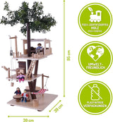 Everearth Wooden Treehouse - Dockhus för barn 3+ - Hållbar lekstuga med tillbehör - Fsc®-certifierad - Perfekt träleksak för fantasifull lek - Dockhusmöbler EE33767 Naty Shop Dollhouses