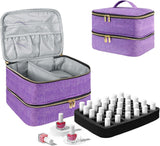 Nail Lacquer Organizer Tasche, Doppelschicht Nail Lacquer Förvaringsbox, Organizer Koffer Für Nageldesign Kosmetiktasche Für 30 Flaschen Neonail Base(15Ml-0,5 Fl.Oz) & 1 Nagellampa(Schwarz)