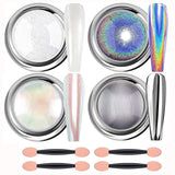 Chrome Nail Powder Aurora Ice Shimmer Chrome Pigment Powder 4ST Chrome Powder Nägel Nail Art Nageldesign