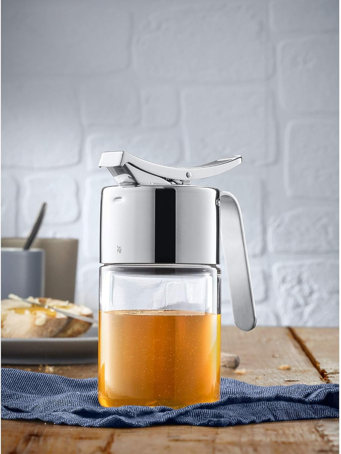 WMF Barista sirap/honungsdispenser 240ml, förvaringsburk & depå i glas 1l, höjd 21,5 cm, förvaringsburk med lock, kaffebönbehållare, flingburk, matförvaringsburk med stor påfyllningsöppning Matförvaringslådor Naty Shop