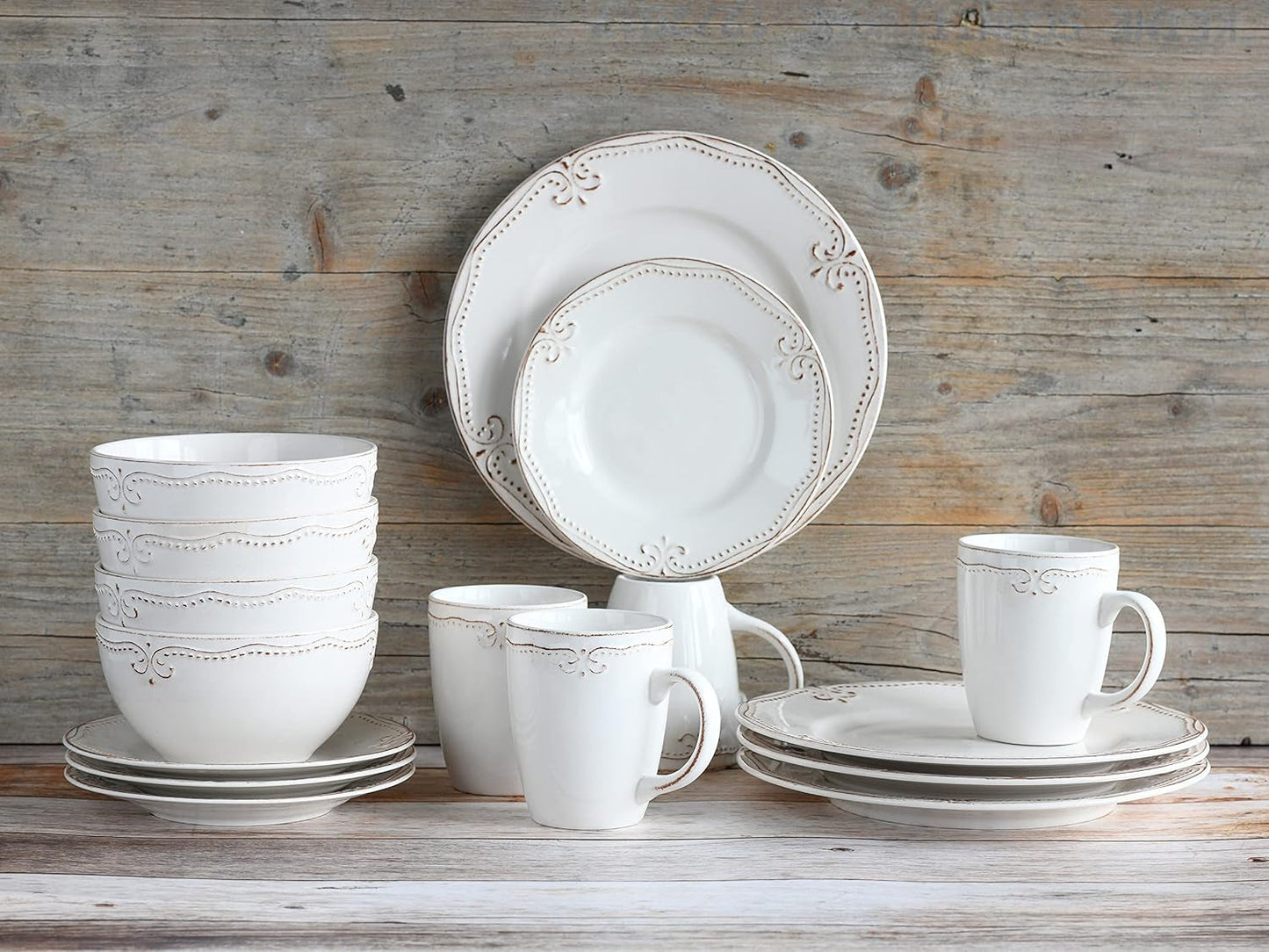 CreaTable, 23601, Romantic Vintage Series, 16-delat servisset för 4, kombinerad porslinsservice, diskmaskin och mikrovågssäker, kvalitetstillverkning