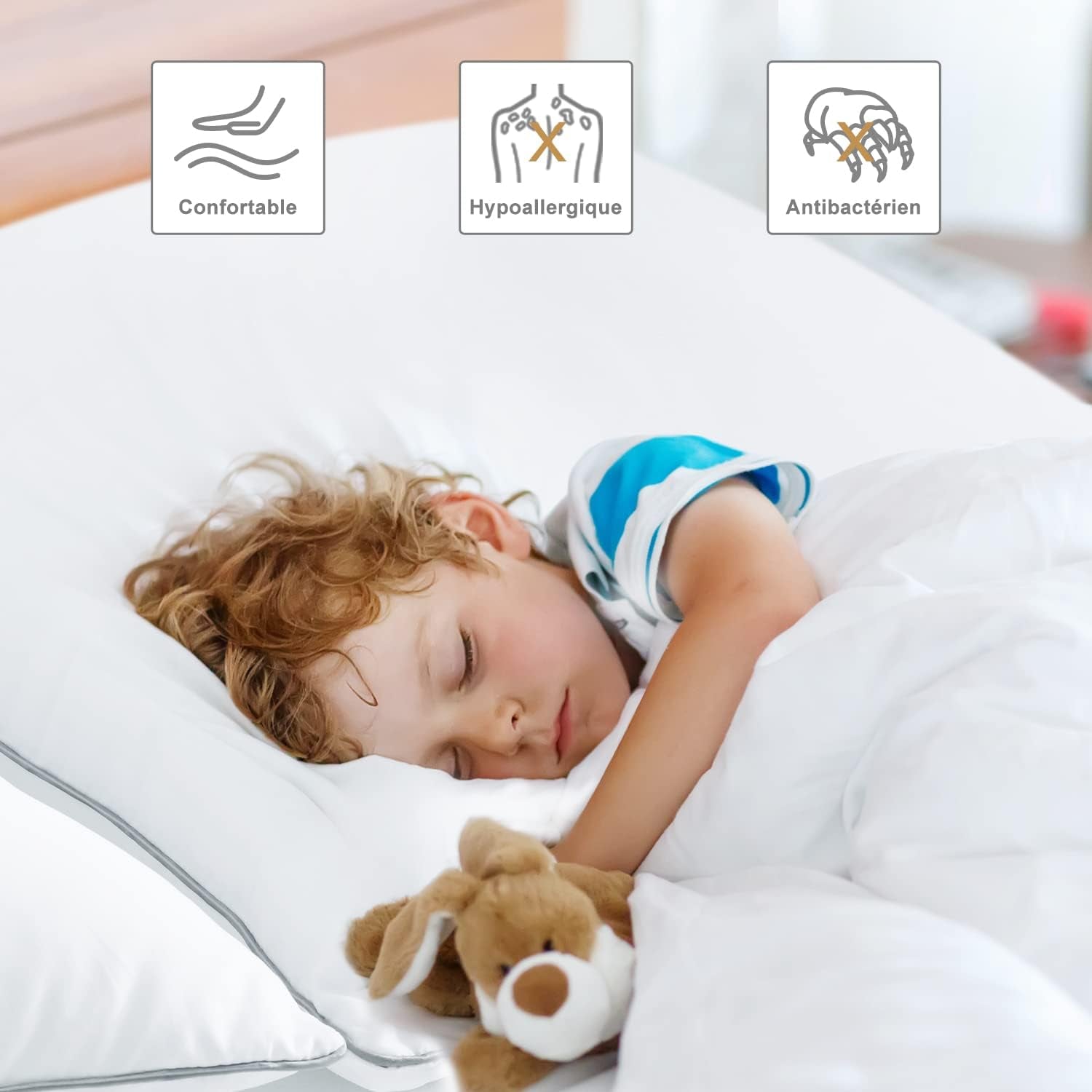 Bedstory Kudde, 50 X 70 Cm, 2 delar, Bittålig, Svettandande, Hypoallergen, Fyllning: 100 % polyesterfiber, Ultrakomfort och mjuk komfort och utmärkt stöd Naty Shop Standardkuddar