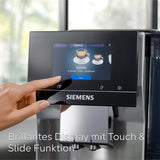 Automatisk espressomaskin Siemens EQ700 classic TP715D01, appkontroll, kallbryggning, intuitiv pekskärm, upp till 10 individuella kaffekreationer som favoriter, automatisk ångrengöring, 1500 W, silvergrå