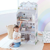 Teamson Kids Olivia's Little World Giant Dollhouse med möbler och tillbehör, dockhus i trä, 3-vånings lekset för 30 cm dockor, åldrar 3+