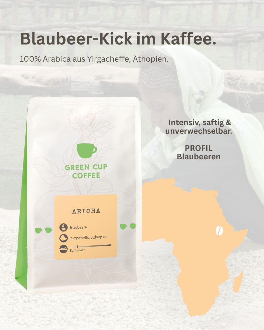 Kaffe - Aricha I 100% Arabica I Kaffebönor 250g I Idealisk för automatiska kaffemaskiner, filterkaffe och fransk press med fruktiga smaker I lättrostad