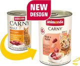 animonda Carny Adult Savory Variety (12 x 400 g), våtfoder för vuxna katter, våtfoder med 100 % färska köttingredienser, spannmålsfri och sockerfri