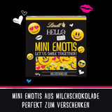 HEJ Mini Choklad Emoticons | 164 g | Ca. 27 coola uttryckssymboler i olika utföranden, gjorda av den finaste mjölkchokladen | Chokladpresent till barn | För dekoration (paket med 2)